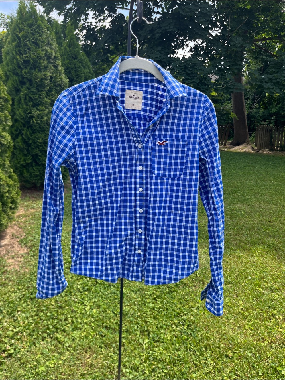 Hollister Blue Plaid Long-Sleeve Shirt
